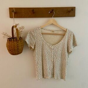 Brandy Melville Cream Floral Blouse